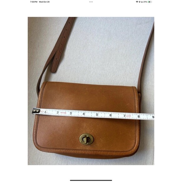 Laura USA Brown Leather Crossbody Handbag Purse Brass Turnlock Flap Bag VINT - Picture 11 of 12
